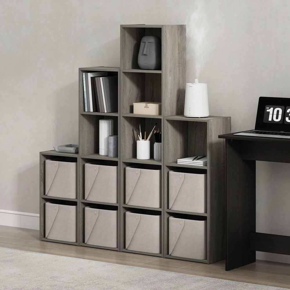 Bookshelf 5 Tier - Modern 5‑Tier Cube Bookshelf Wooden Etagere