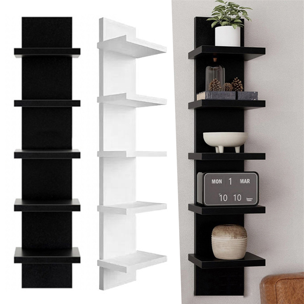 Bookshelf 5 Tier - 5 Tier Wall-Mounted Bookshelf PVC Floating