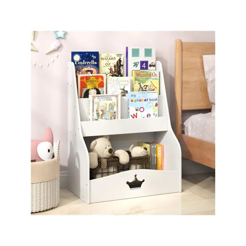 Bookshelf 5 Tier - 3-Tier Bookshelf & Toy Storage, White,