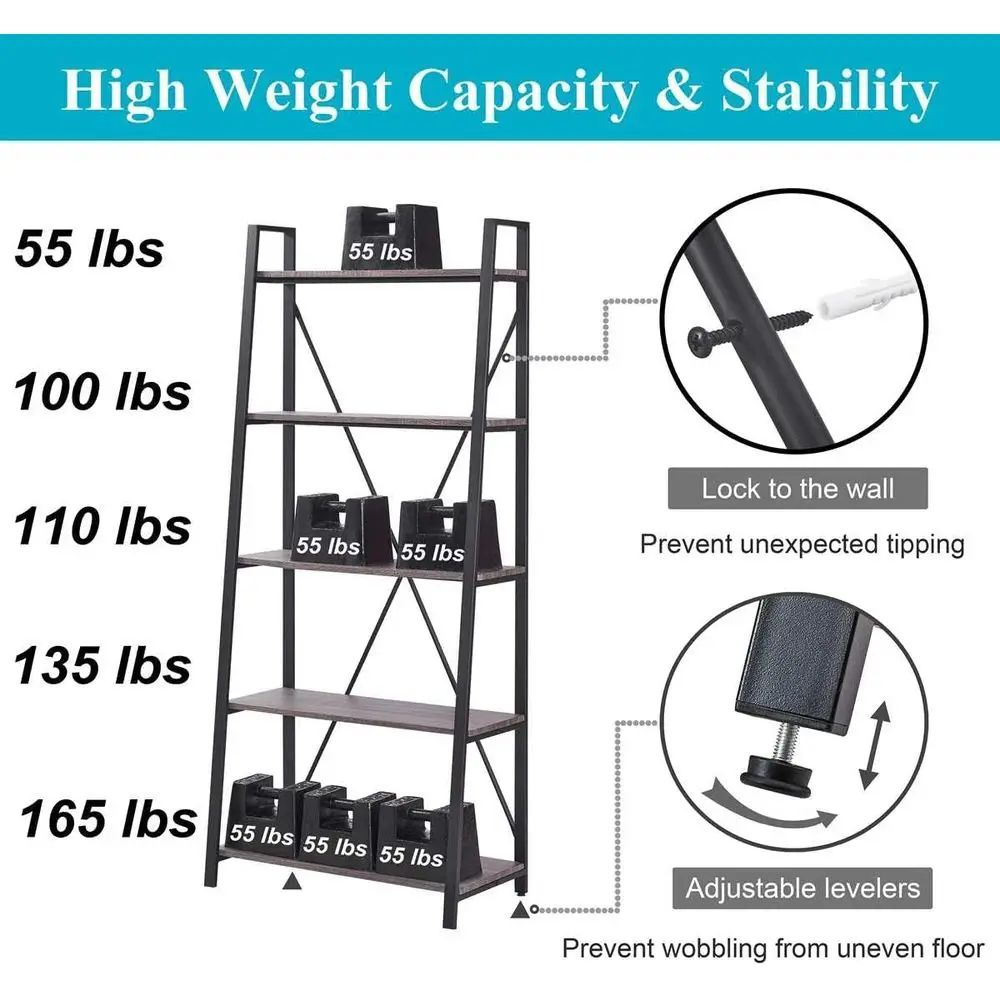5-Tier Ladder Bookshelf, Indus - огляд і ціна Bookshelf 5 Tier