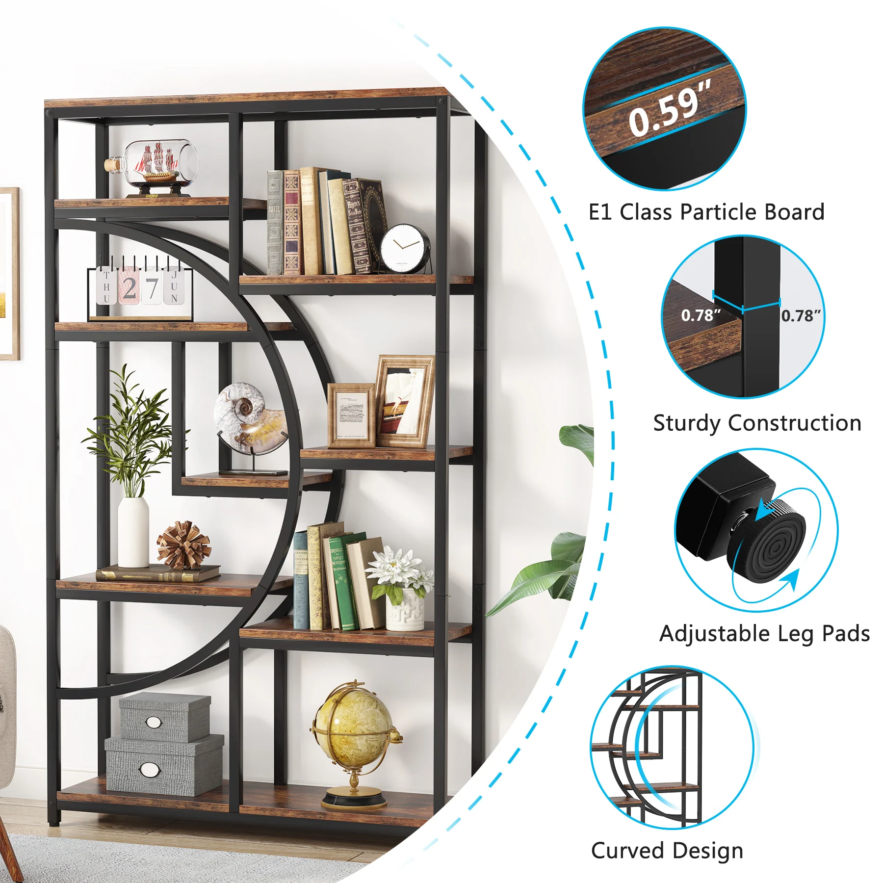 Tribesigns Bookshelf Industria - огляд і ціна Bookshelf 5 Tier